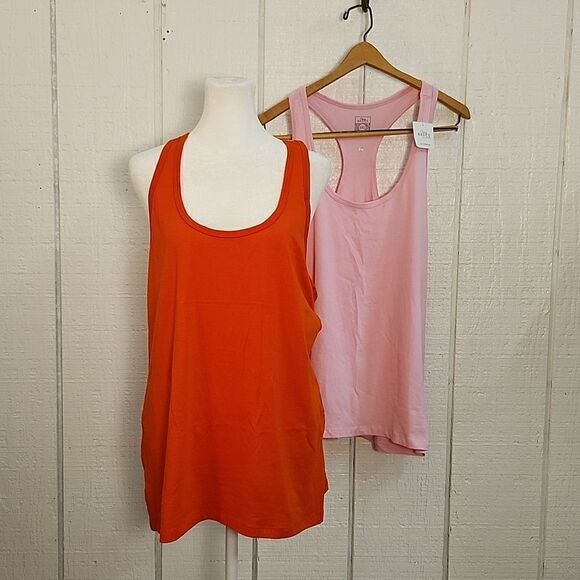 SEXY BASICS Racer-back Tank Bundle Activewear Sport Soft Cotton Orange Pink 3XL - Picture 1 of 12